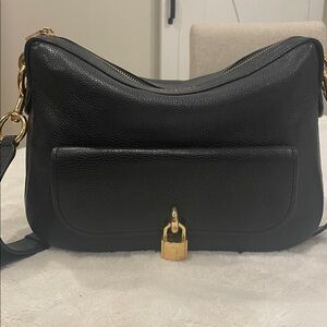 Marc Jacobs Black Leather Shoulder Bag with Gold Hardware